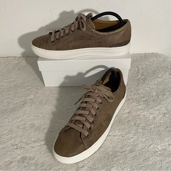 Johnston & Murphy Banks Lace to Toe Leather Sneakers Men’s Size 9.5 M Taupe - Picture 1 of 9